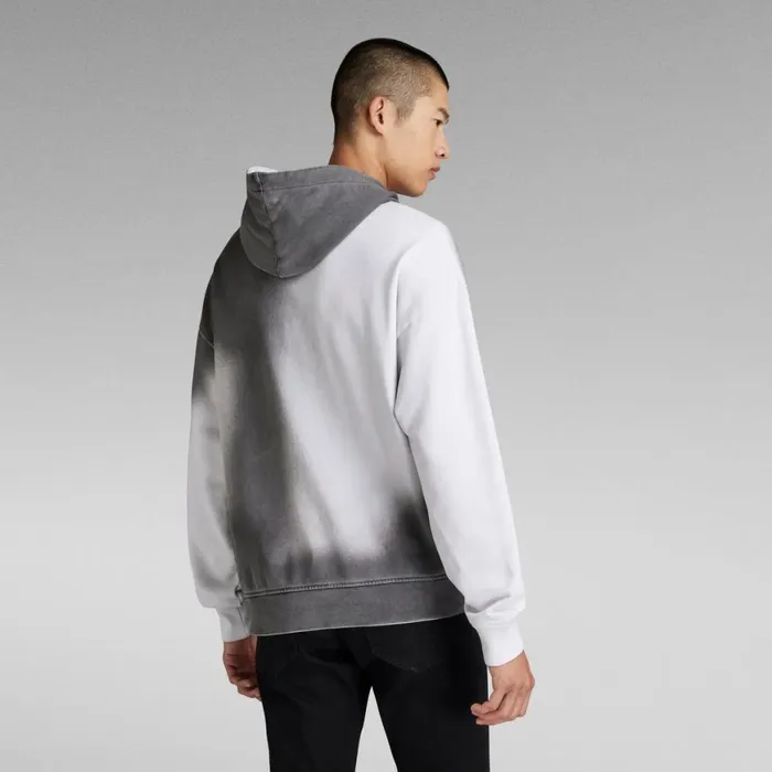Sweatshirts and Hoodies Men GStar RAW Hand Sprayed Hooded Loose Sweater White Sprayed