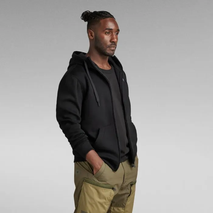 Sweatshirts and Hoodies Men GStar RAW Premium Core Hooded Zip Sweater Dark Black