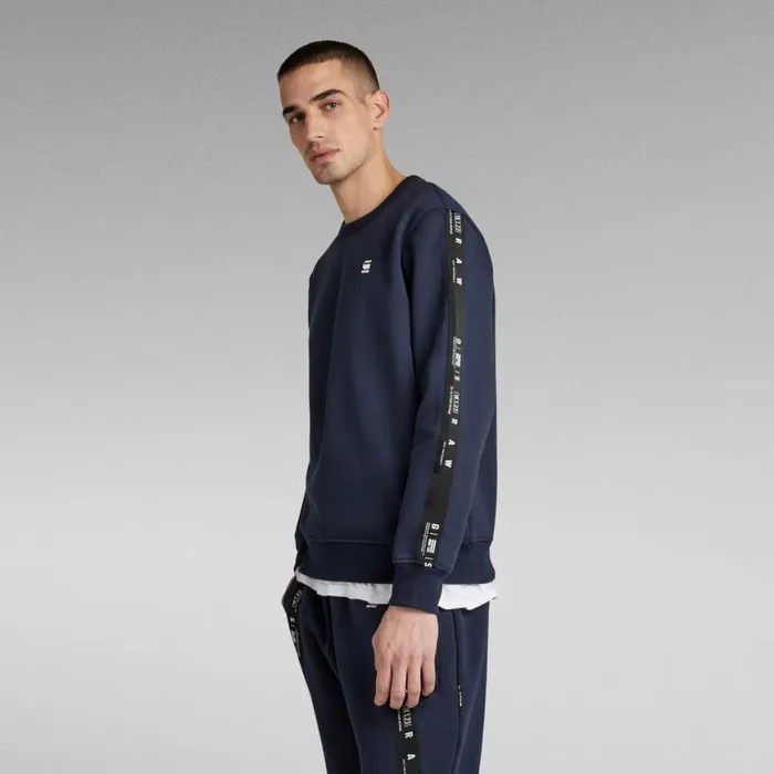 Sweatshirts and Hoodies Men GStar RAW Sport A Tape Crew Sweater Sartho Blue