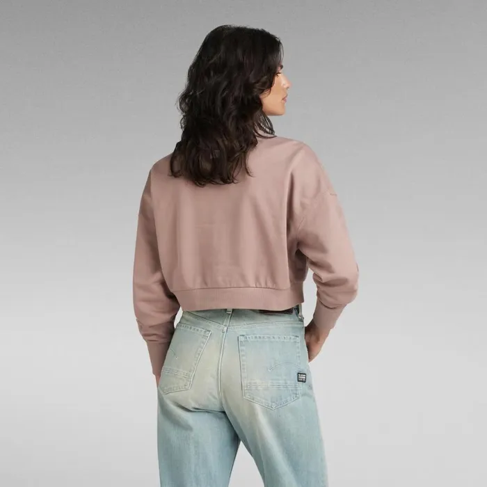 Sweatshirts and Hoodies Women GStar RAW Cropped Half Zip Loose Sweater Chocolate Berry