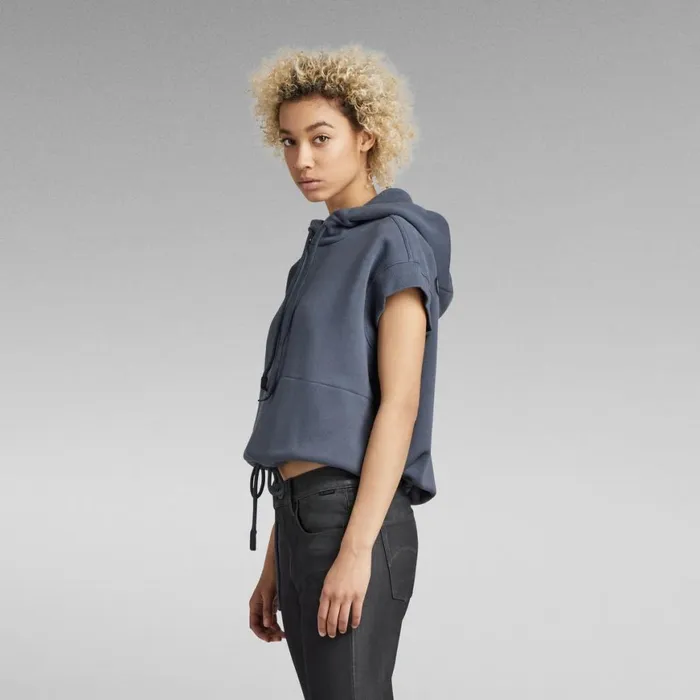 Sweatshirts and Hoodies Women GStar RAW Relaxed Short Sleeve Hoodie Fantem Blue