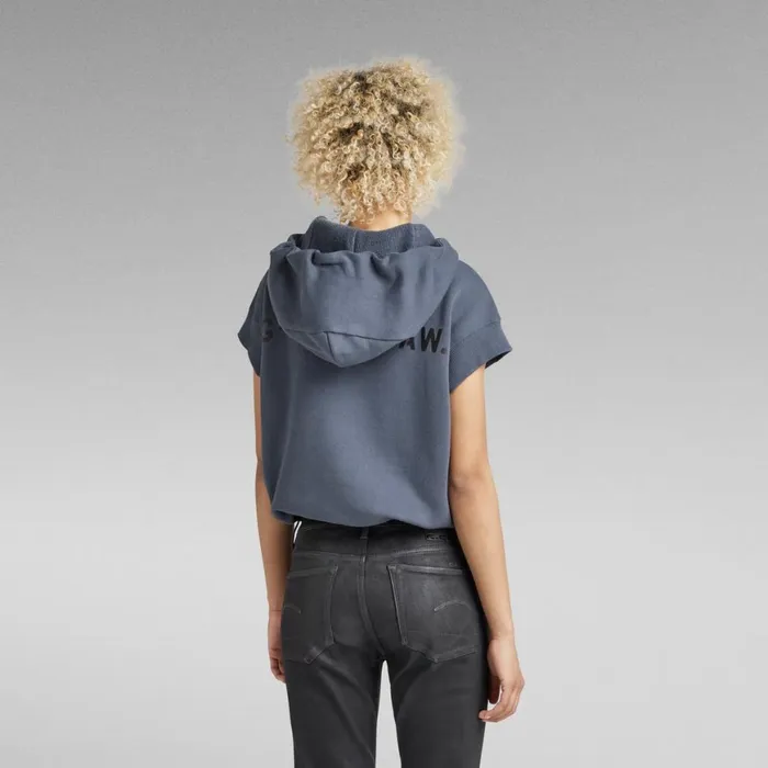 Sweatshirts and Hoodies Women GStar RAW Relaxed Short Sleeve Hoodie Fantem Blue