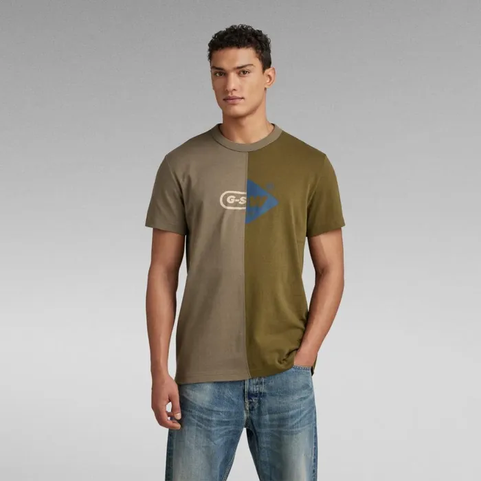 TShirts and Polos Men GStar RAW Cut and Sew Graphic TShirt Turfdark Olive