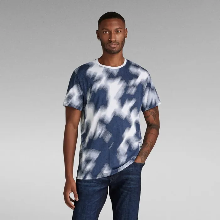 TShirts and Polos Men GStar RAW Faded Allover Print TShirt Sartho Blue Fade Camo