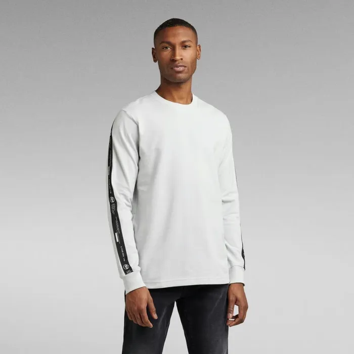 TShirts and Polos Men GStar RAW Lightweight Logo Tape Sweater Cool Grey