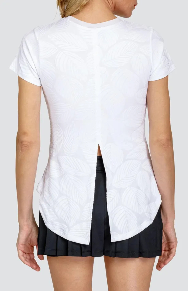 Tail Activewear Oriana Top 8211 Fading Leaves Chalk Women Short Sleeve