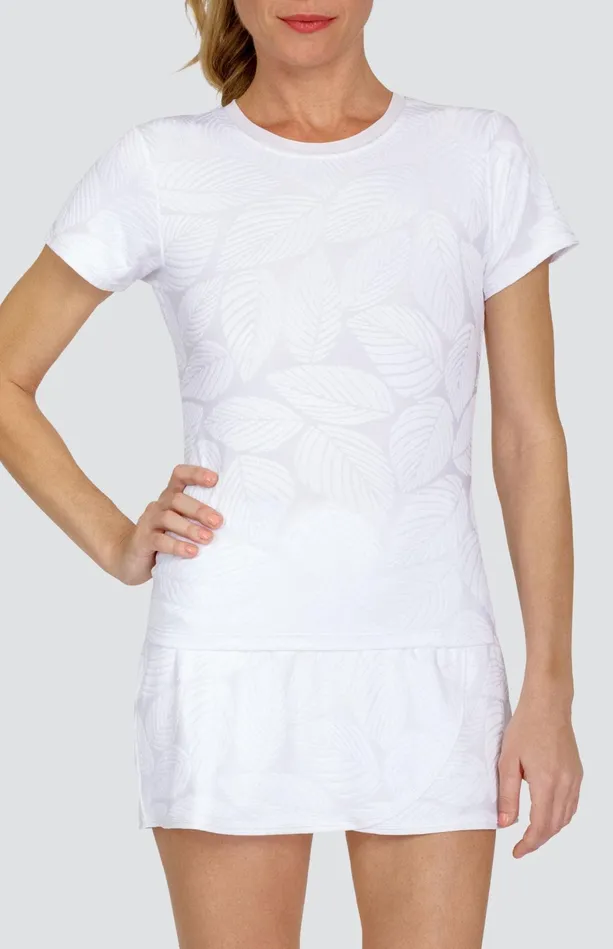 Tail Activewear Oriana Top 8211 Fading Leaves Chalk Women Short Sleeve