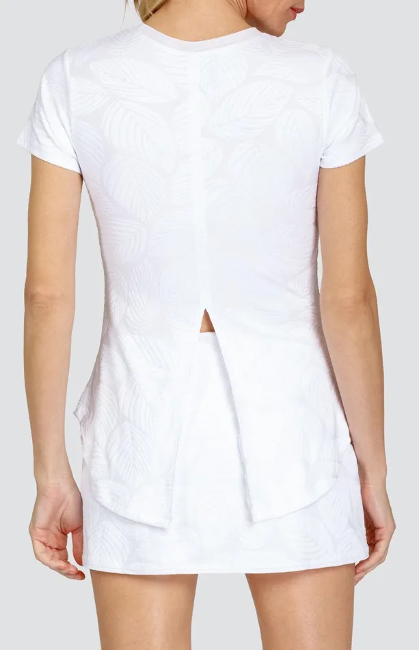 Tail Activewear Oriana Top 8211 Fading Leaves Chalk Women Short Sleeve