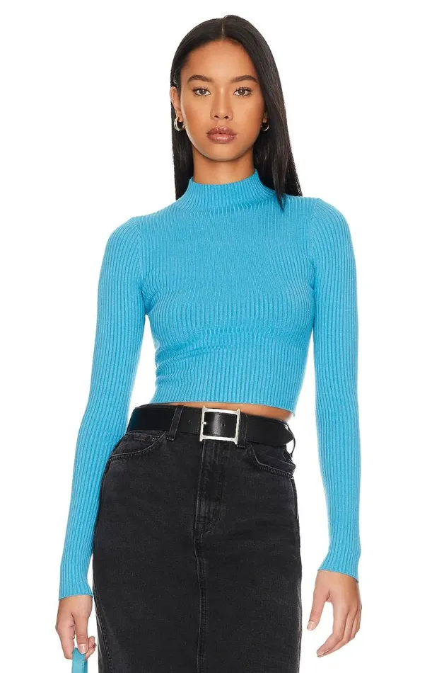 Taline Open Back Knit Top Ocean Blue Women Lovers and Friends Tops