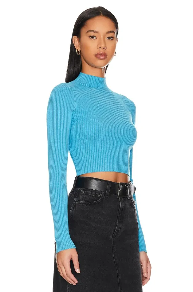 Taline Open Back Knit Top Ocean Blue Women Lovers and Friends Tops
