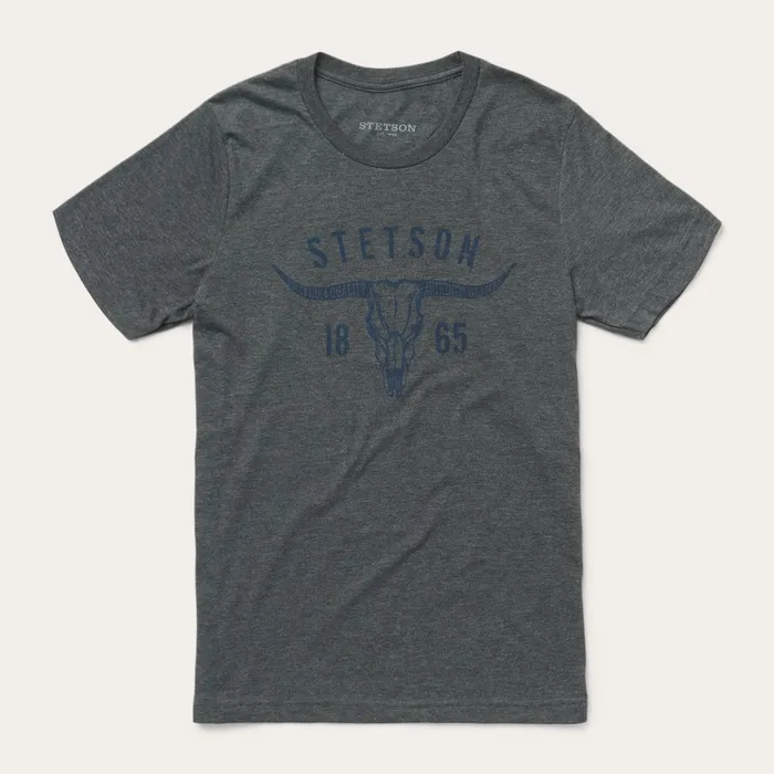 Tees Men Stetson Longhorn Graphic Tee Grey