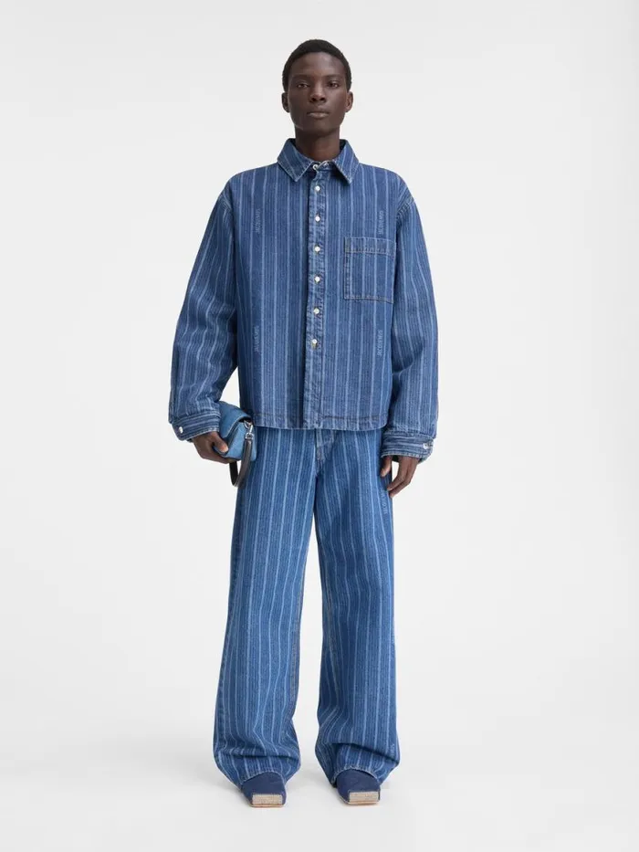 The Boulanger Shirt Print Blue Stripes Men JACQUEMUS Shirts