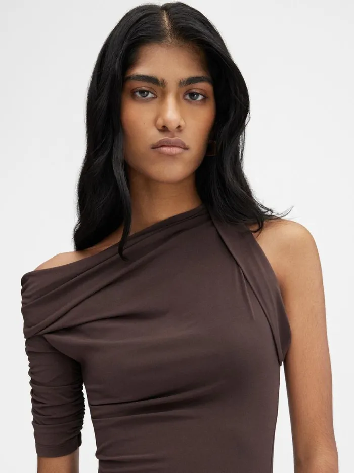 The Drapeado Mini Dress Dark Brown Women JACQUEMUS Dresses and Skirts The Drapeado Mini Dress Dark Brown Women JACQUEMUS Dresses and Skirts