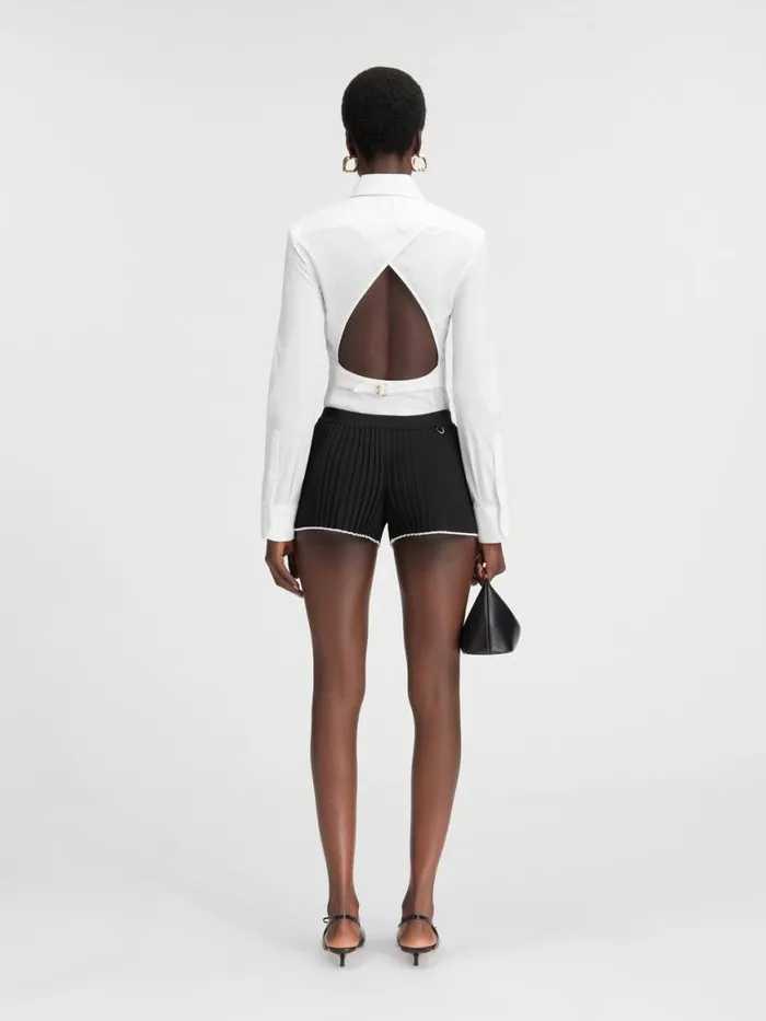 The Pleated Knit Shorts Black Women JACQUEMUS Trousers and Shorts The Pleated Knit Shorts Black Women JACQUEMUS Trousers and Shorts