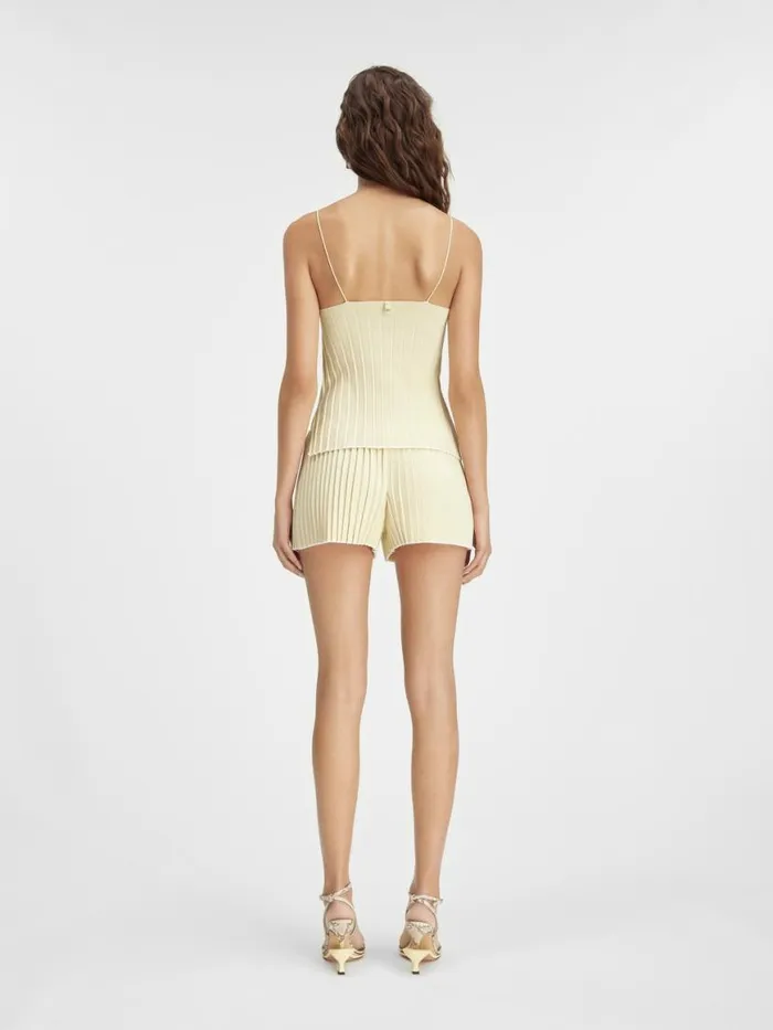 The Pleated Knit Top Light Yellow Women JACQUEMUS Tops and Shirts The Pleated Knit Top Light Yellow Women JACQUEMUS Tops and Shirts