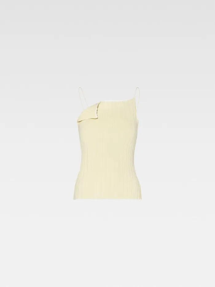 The Pleated Knit Top Light Yellow Women JACQUEMUS Tops and Shirts The Pleated Knit Top Light Yellow Women JACQUEMUS Tops and Shirts