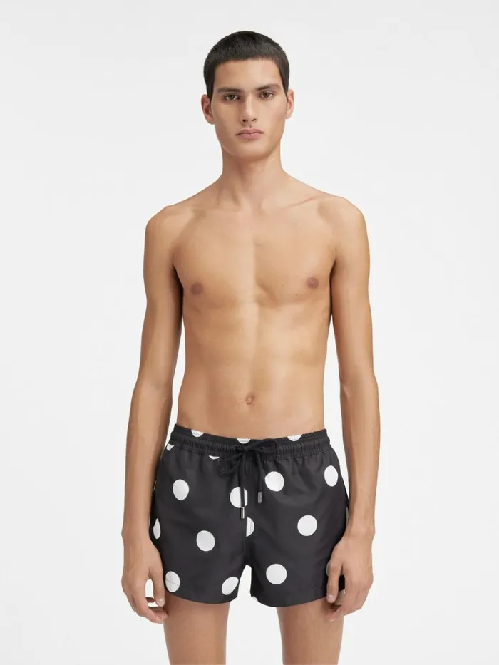 The Puntini Swimsuit Print Dots Black and White Men JACQUEMUS Swimwear