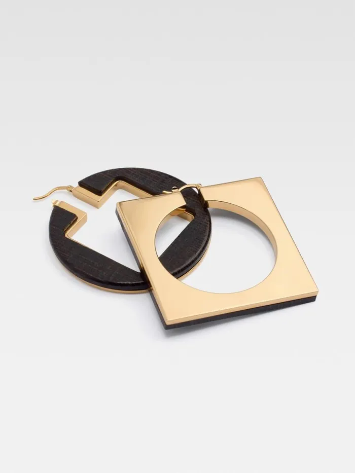 The Rond Carr Hoops Earrings Gold Brown Women JACQUEMUS Jewellery The Rond Carr Hoops Earrings Gold Brown Women JACQUEMUS Jewellery