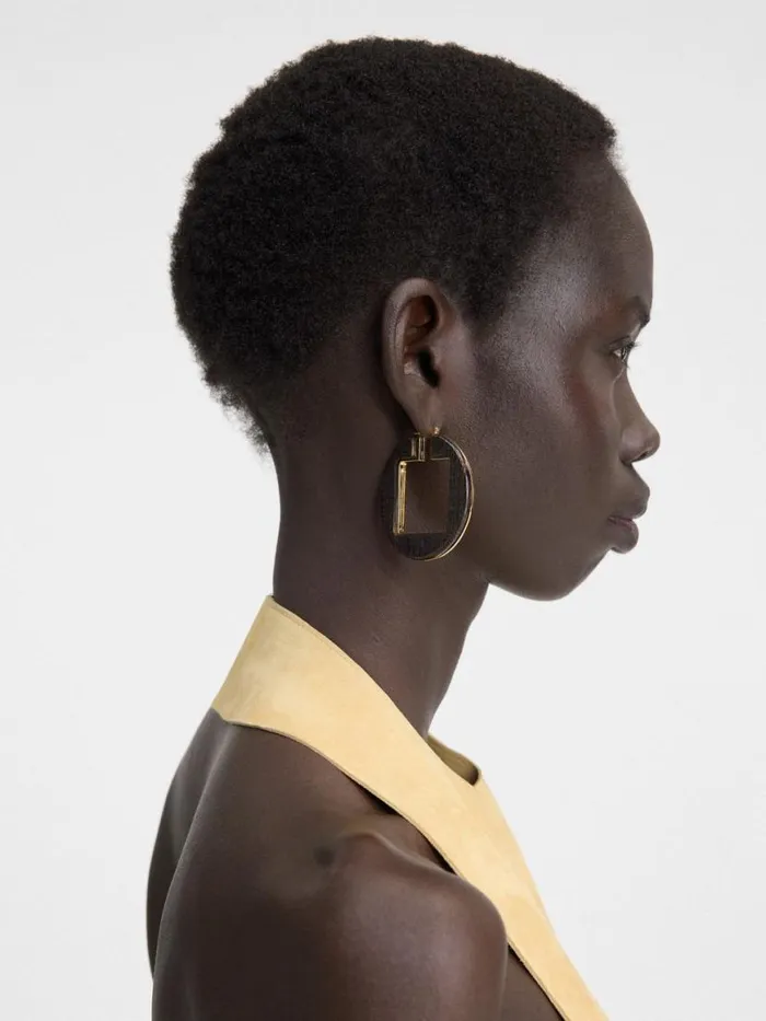 The Rond Carr Hoops Earrings Gold Brown Women JACQUEMUS Jewellery The Rond Carr Hoops Earrings Gold Brown Women JACQUEMUS Jewellery