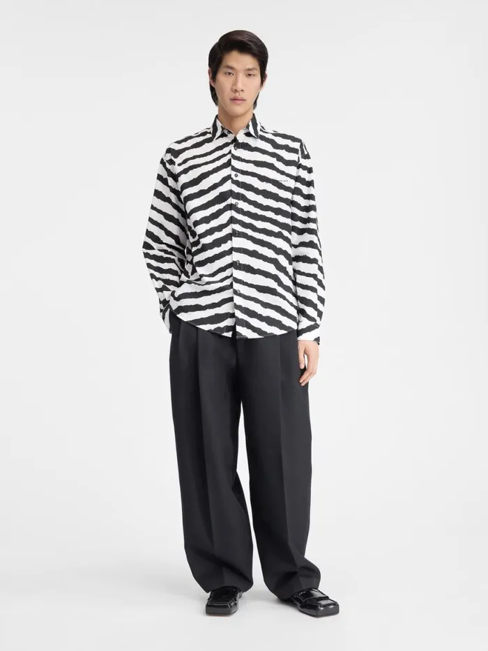 The Simon Shirt Print Zebra White Black Men JACQUEMUS Shirts