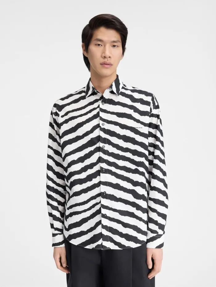 The Simon Shirt Print Zebra White Black Men JACQUEMUS Shirts The Simon Shirt Print Zebra White Black Men JACQUEMUS Shirts