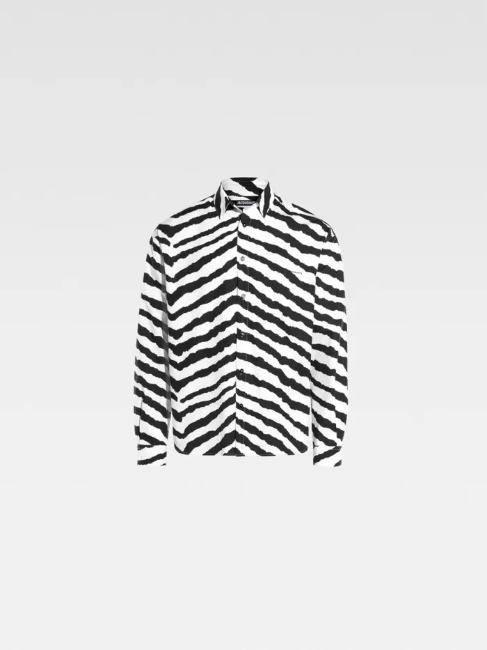 The Simon Shirt Print Zebra White Black Men JACQUEMUS Shirts The Simon Shirt Print Zebra White Black Men JACQUEMUS Shirts