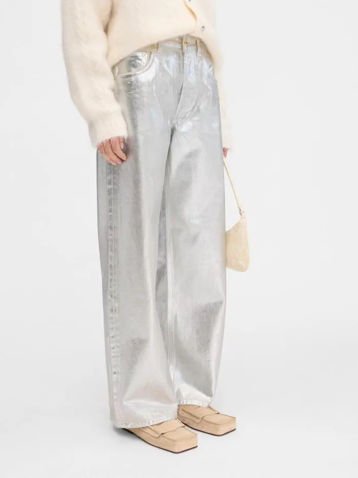 The Wide DeNmes Denim Pants Silver Women JACQUEMUS Denim The Wide DeNmes Denim Pants Silver Women JACQUEMUS Denim