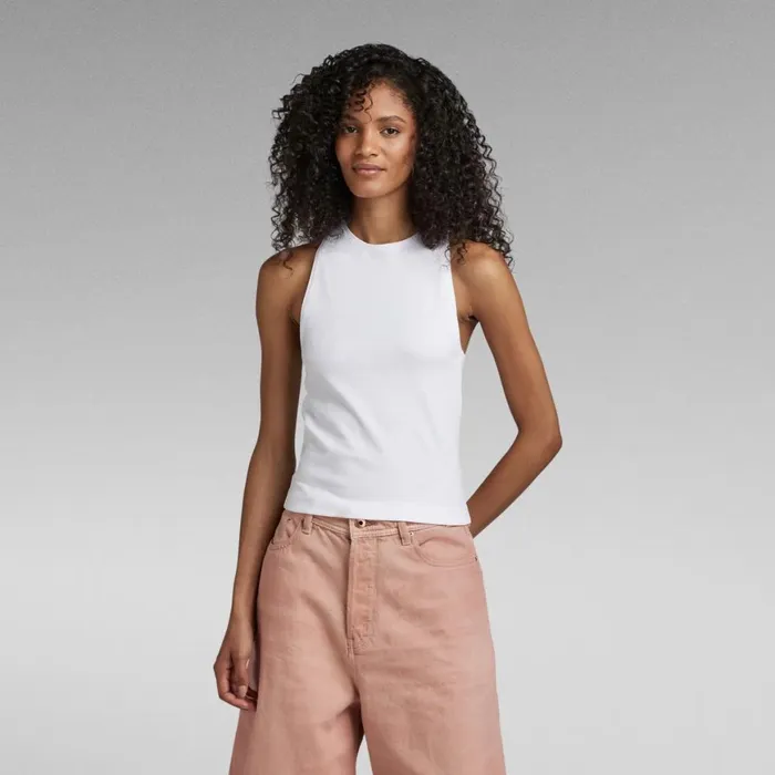 Tops and Tshirts Women GStar RAW Racer Slim Tank Top White