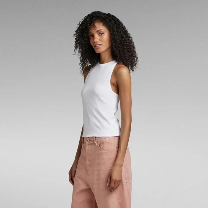 Tops and Tshirts Women GStar RAW Racer Slim Tank Top White