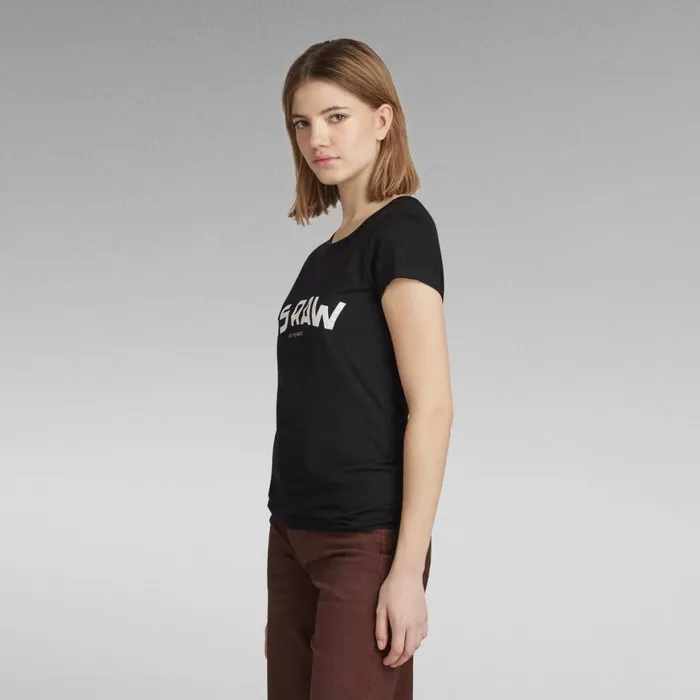 Tops and Tshirts Women GStar RAW Slim Chest Print TShirt Dark Black