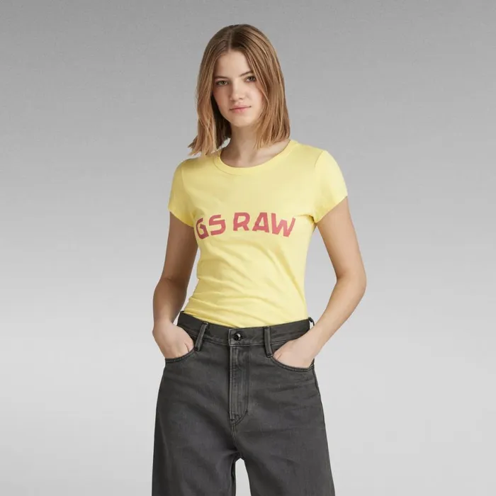 Tops and Tshirts Women GStar RAW Slim Chest Print TShirt Lemonade