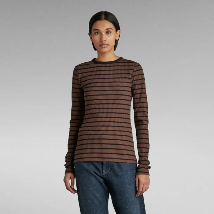 Tops and Tshirts Women GStar RAW Slim Rib 20 Stripe Top Rain Drumcaviar Stripe Tops and Tshirts Women GStar RAW Slim Rib 20 Stripe Top Rain Drumcaviar Stripe