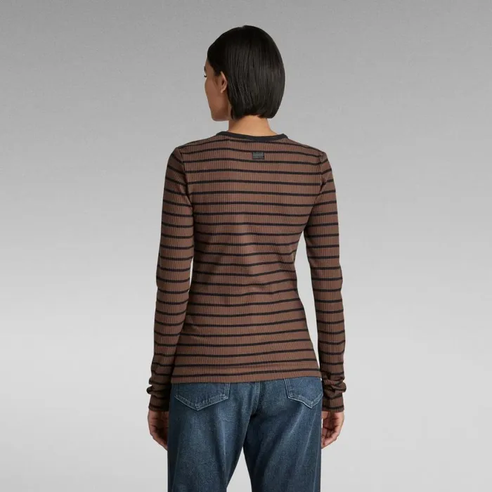 Tops and Tshirts Women GStar RAW Slim Rib 20 Stripe Top Rain Drumcaviar Stripe