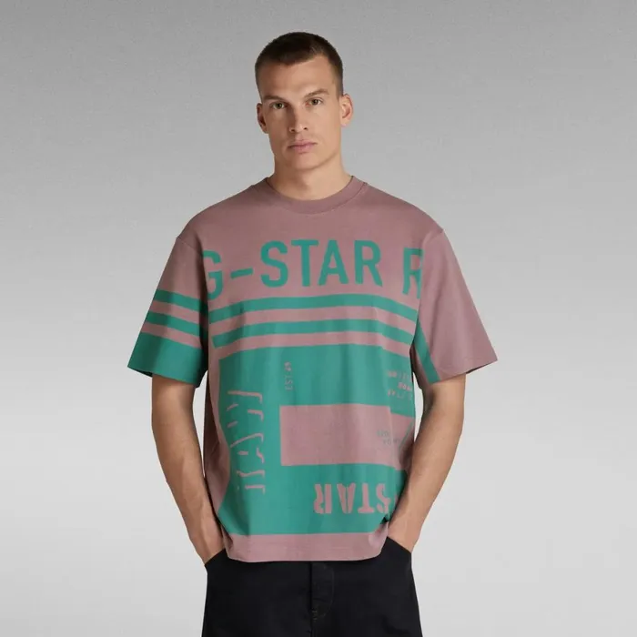 Tops and Tshirts Women GStar RAW Unisex TShirt Scarf Graphic Boxy Grape Shake