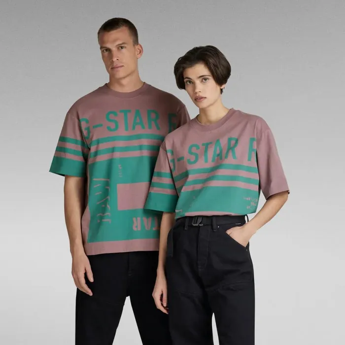 Tops and Tshirts Women GStar RAW Unisex TShirt Scarf Graphic Boxy Grape Shake
