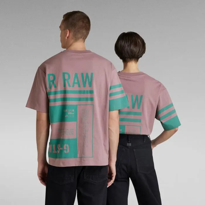 Tops and Tshirts Women GStar RAW Unisex TShirt Scarf Graphic Boxy Grape Shake