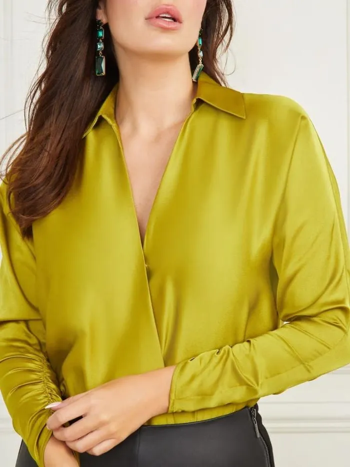 Tops And Sweaters Women Marciano Beverly Bodysuit Chartreuse Shock Tops And Sweaters Women Marciano Beverly Bodysuit Chartreuse Shock