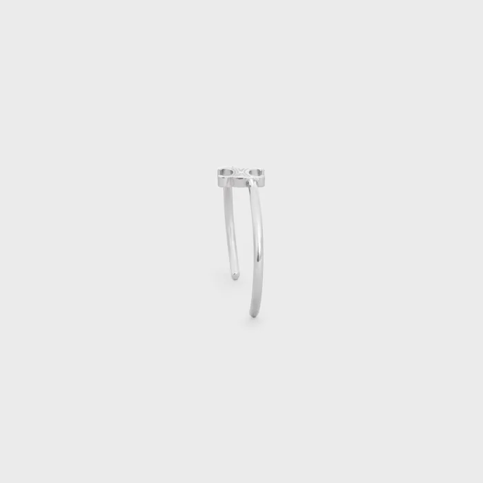 Triomphe Asymmetric Cuff In Brass With Rhodium Finish Silver Women CELINE TRIOMPHE Triomphe Asymmetric Cuff In Brass With Rhodium Finish Silver Women CELINE TRIOMPHE