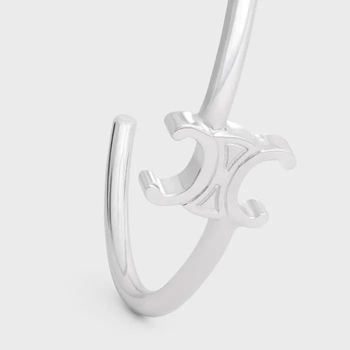 Triomphe Asymmetric Cuff In Brass With Rhodium Finish Silver Women CELINE TRIOMPHE Triomphe Asymmetric Cuff In Brass With Rhodium Finish Silver Women CELINE TRIOMPHE