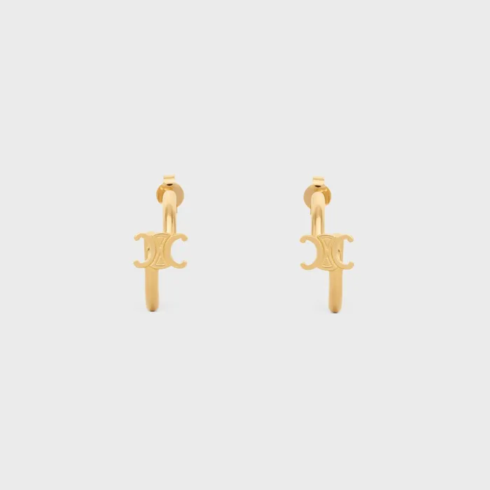 Triomphe Asymmetric Hoops In Brass With Gold Finish Gold Women CELINE TRIOMPHE Triomphe Asymmetric Hoops In Brass With Gold Finish Gold Women CELINE TRIOMPHE