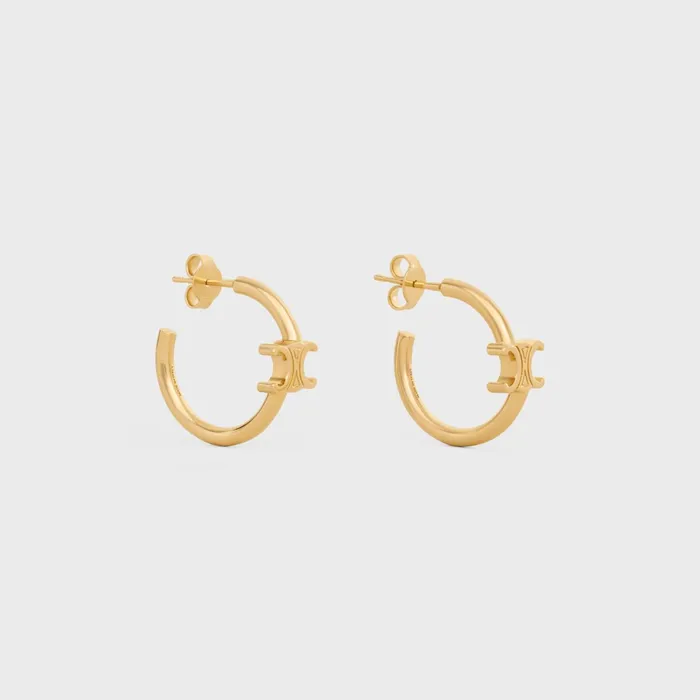 Triomphe Asymmetric Hoops In Brass With Gold Finish Gold Women CELINE TRIOMPHE Triomphe Asymmetric Hoops In Brass With Gold Finish Gold Women CELINE TRIOMPHE
