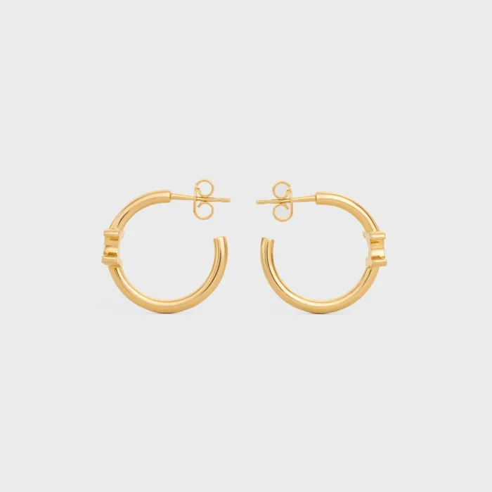 Triomphe Asymmetric Hoops In Brass With Gold Finish Gold Women CELINE TRIOMPHE Triomphe Asymmetric Hoops In Brass With Gold Finish Gold Women CELINE TRIOMPHE
