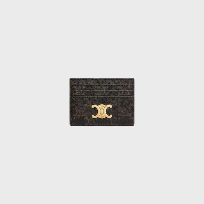 Triomphe Card Holder In Triomphe Canvas Tan Women CELINE CARD HOLDERS