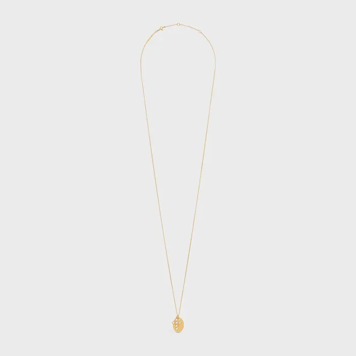 Triomphe Folk Pearl Necklace In Brass With Gold Finish And Resin Pearls Gold Ivory Women CELINE NECKLACES Triomphe Folk Pearl Necklace In Brass With Gold Finish And Resin Pearls Gold Ivory Women CELINE NECKLACES