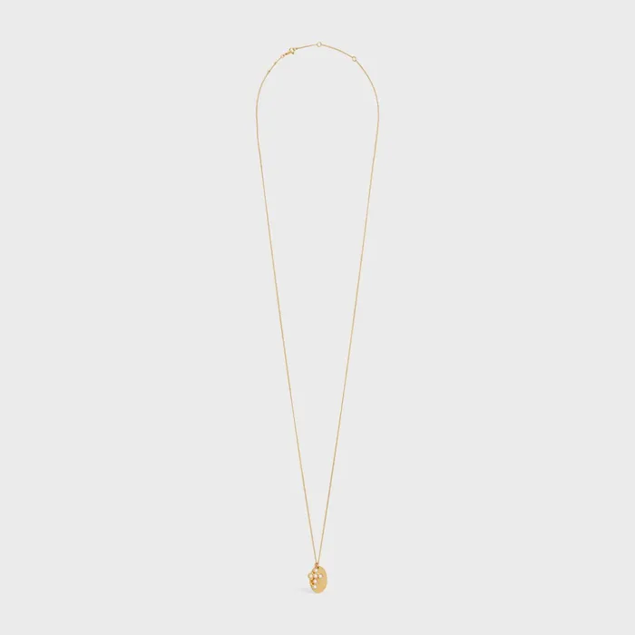 Triomphe Folk Pearl Necklace In Brass With Gold Finish And Resin Pearls Gold Ivory Women CELINE NECKLACES Triomphe Folk Pearl Necklace In Brass With Gold Finish And Resin Pearls Gold Ivory Women CELINE NECKLACES