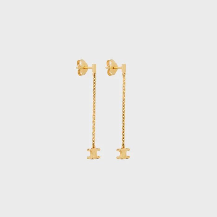 Triomphe Mini Triomphe Earrings In Brass With Gold Finish Gold Women CELINE EARRINGS Triomphe Mini Triomphe Earrings In Brass With Gold Finish Gold Women CELINE EARRINGS