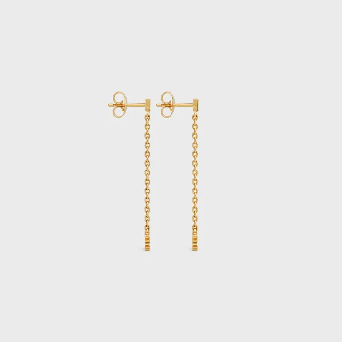Triomphe Mini Triomphe Earrings In Brass With Gold Finish Gold Women CELINE EARRINGS Triomphe Mini Triomphe Earrings In Brass With Gold Finish Gold Women CELINE EARRINGS