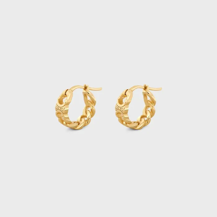 Triomphe Small Gourmette Hoops In Brass With Gold Finish Gold Women CELINE TRIOMPHE Triomphe Small Gourmette Hoops In Brass With Gold Finish Gold Women CELINE TRIOMPHE