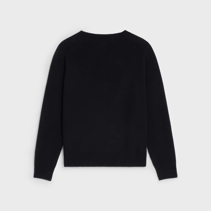 Triomphe VNeck Sweater In Heritage Cashmere Black Women CELINE KNITWEAR