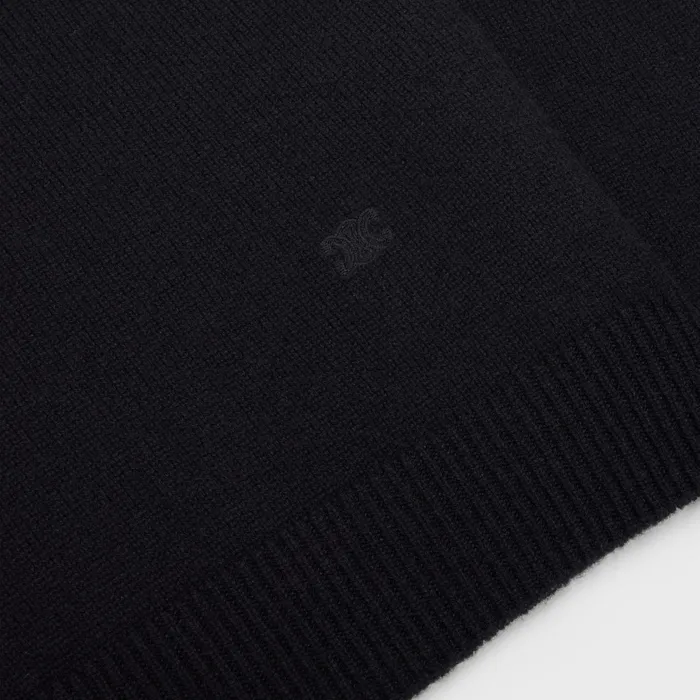 Triomphe VNeck Sweater In Heritage Cashmere Black Women CELINE KNITWEAR